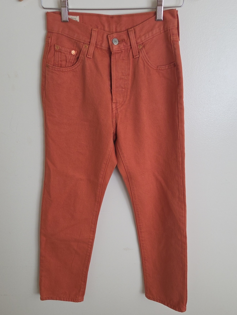 Levi's 501 Big E Vintage Women's Slim Button  Fly Straight Jean Rust Orange 26
